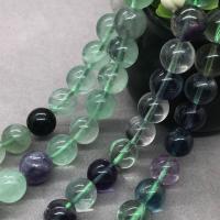 Fluorit Perlen, Buntes Fluorit, rund, poliert, verschiedene Größen vorhanden, Länge:ca. 15 ZollInch, verkauft von Strang