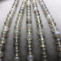 Natürliche graue Achat Perlen, Grauer Achat, rund, poliert, verschiedene Größen vorhanden, Länge:ca. 15 ZollInch, verkauft von Strang