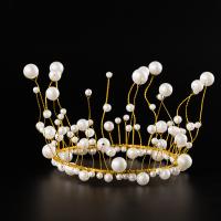 Braut Diademe, Zinklegierung, mit Kunststoff Perlen, Krone, plattiert, keine, 125x90mm, verkauft von PC