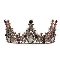 Bridal Tiaras, Zinc Alloy, Crown, antique brass color plated & with rhinestone 