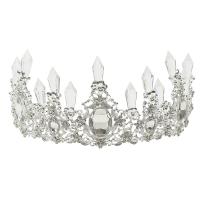 Zinc Alloy Tiaras, Crown, plated, with rhinestone, silver color 