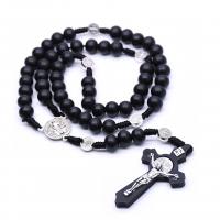 Rosary Necklace, Wood, Cross, fashion jewelry & Unisex 15cmuff0c30cmuff0c45cmuff0c3.1*5.3cmuff0c2.1*2.0cmuff0c10MM 