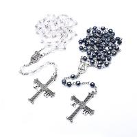 Rosary Necklace, Glass, Cross, fashion jewelry & Unisex 