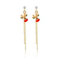 Fashion Fringe Earrings, Zinc Alloy, with enamel, plated, for woman & with rhinestone 70mm 