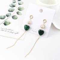 Brass Drop Earring, with Resin, durable & fashion jewelry, green 