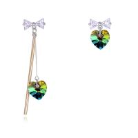 Asymmetric Earrings, Brass, with Cubic Zirconia, durable & fashion jewelry 