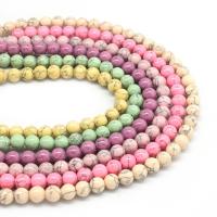 Synthetische Türkis Perlen, rund, poliert, unterschiedliche Farbe und Muster für die Wahl & DIY & verschiedene Größen vorhanden, keine, verkauft von Strang