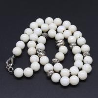 Природные Ожерелье Коралл, коралловый, Круглая, полированный, DIY, белый, 8mm   10*8*9mm, длина:22 см, продается Strand