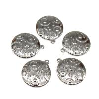 Stainless Steel Pendants, Round, plated, DIY, silver color, 28*25*3mm 