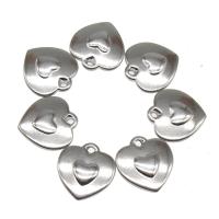 Stainless Steel Heart Pendants, plated, DIY, silver color, 17*16*3mm 