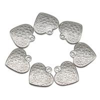 Stainless Steel Heart Pendants, plated, DIY, silver color, 16*16*3mm 
