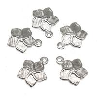 Stainless Steel Flower Pendant, plated, DIY, silver color, 20*16*3mm 