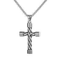 Titanium Steel Jewelry Necklace, Cross, plated, for man 51mm .65 Inch 
