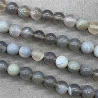 Natürliche Streifen Achat Perlen, rund, poliert, verschiedene Größen vorhanden, grau, Länge:ca. 15 ZollInch, verkauft von Strang