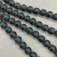 Natural Black Agate Beads, Round, polished & frosted, black Approx 15 Inch 