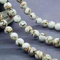 Synthetische Türkis Perlen, rund, poliert, verschiedene Größen vorhanden & satiniert, Länge:ca. 15 ZollInch, verkauft von Strang