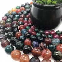 Gefärbte Achat Perlen, Turmalin Farbe Achat, rund, poliert, verschiedene Größen vorhanden, Länge:ca. 15 ZollInch, verkauft von Strang