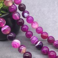 Natürliche Streifen Achat Perlen, rund, poliert, verschiedene Größen vorhanden, Länge:ca. 15 ZollInch, verkauft von Strang