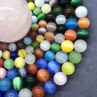 Katzenauge Perlen, rund, poliert, verschiedene Größen vorhanden, gemischte Farben, Länge:ca. 15 ZollInch, verkauft von Strang