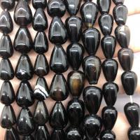 Abalorios de Ágata Negra, Gota, pulido, diverso tamaño para la opción, longitud:aproximado 15.7 Inch, Vendido por Sarta