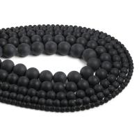 Natural Black Agate Beads, Round, DIY & frosted, black Approx 42 cm 