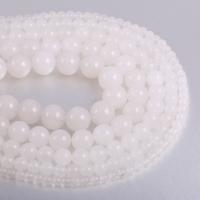 Weiße Chalcedon Perlen, Weiß Chalcedon, rund, DIY & verschiedene Größen vorhanden, weiß, Länge:ca. 42 cm, verkauft von Strang