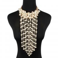 Plastic Pearl Necklace, ABS Plastic, with 16inch extender chain, fashion jewelry & for woman 70mm 
