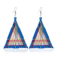 Wood Earring, Zinc Alloy, with Wood, for woman, blue 