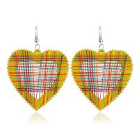 Wood Earring, Zinc Alloy, with Wood, for woman, yellow 