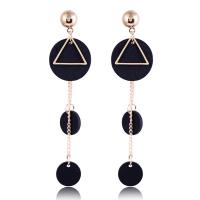Wood Earring, Zinc Alloy, with Wood, for woman, black 