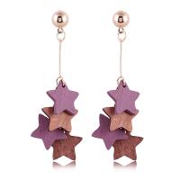 Wood Earring, Zinc Alloy, with Wood, plated, for woman 