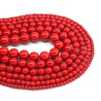 Synthetische Türkis Perlen, rund, poliert, DIY & verschiedene Größen vorhanden, rot, verkauft von Strang