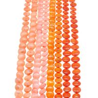 Natürliche Korallen Perlen, Koralle, flache Runde, poliert, DIY, keine, 8*4mm, verkauft von Strang