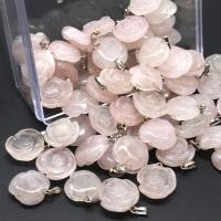 Pendentifs quartz naturel, quartz rose, fleur, poli, DIY, rose, 18*7mm, Vendu par PC