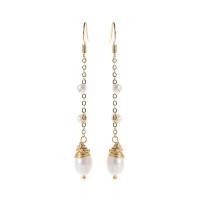 Freshwater Pearl Brass Earring, Tassel, plated, fashion jewelry & for woman, white, 60mm 