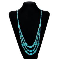 Turquoise Jewelry Necklace, Natural Turquoise, Column, plated, fashion jewelry & for woman, green, 450+50*50*15mm 