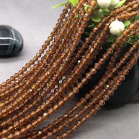 Natural Garnet Beads, Round, polished & faceted, orange 