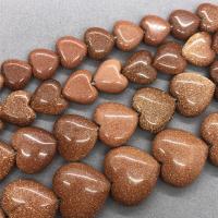 Goldstein Perlen, Goldsand, Herz, poliert, verschiedene Größen vorhanden, verkauft von Strang