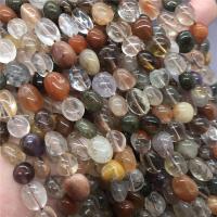 Rutilquarz Perlen, Rutilated Quarz, Unregelmäßige, poliert, verschiedene Größen vorhanden, farbenfroh, verkauft von Strang