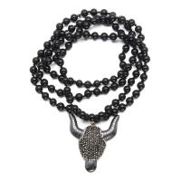Collier en Agate Pull, animal, bijoux de mode & unisexe, noire, 6mm Environ 90 cm, Vendu par brin