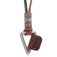 Zinc Alloy Necklace, with PU Leather, fashion jewelry & Unisex, brown, 80-83CMuff0c0.4CM 
