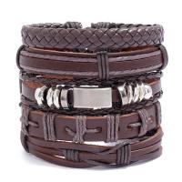 Zinc Alloy Bracelet Set, bracelet, with PU Leather, fashion jewelry & Unisex, 6cmuff0c17-18cmuff0c8-9cmuff0c13.5cmuff0c9.7cm 
