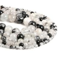 Rutilquarz Perlen, Schwarzer Rutilquarz, rund, DIY & verschiedene Größen vorhanden, verkauft von Strang