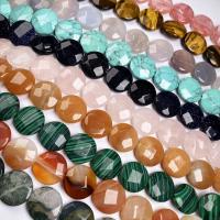 Gemischte Edelstein Perlen, Naturstein, flache Runde, DIY & facettierte, keine, 16x16x6mm, verkauft von Strang