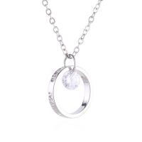 Brass Cubic Zirconia Necklace, with Cubic Zirconia, fashion jewelry, silver color 
