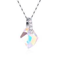 Crystal Zinc Alloy Necklace, with Austrian Crystal, fashion jewelry, silver color 