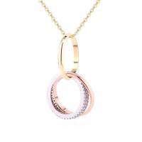 Brass Cubic Zirconia Necklace, with Cubic Zirconia, fashion jewelry, multi-colored 