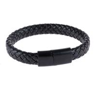 PU Leather Bracelet, Donut, fashion jewelry & for man, black, 210mm 