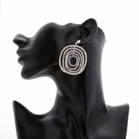 Rhinestone Brass Drop Earring, with Rhinestone, Donut, plated, fashion jewelry & for woman & with rhinestone 43*65mm 