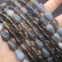 Natürliche graue Achat Perlen, Grauer Achat, Tropfen, poliert, verschiedene Größen vorhanden, Länge:ca. 15.7 ZollInch, verkauft von Strang